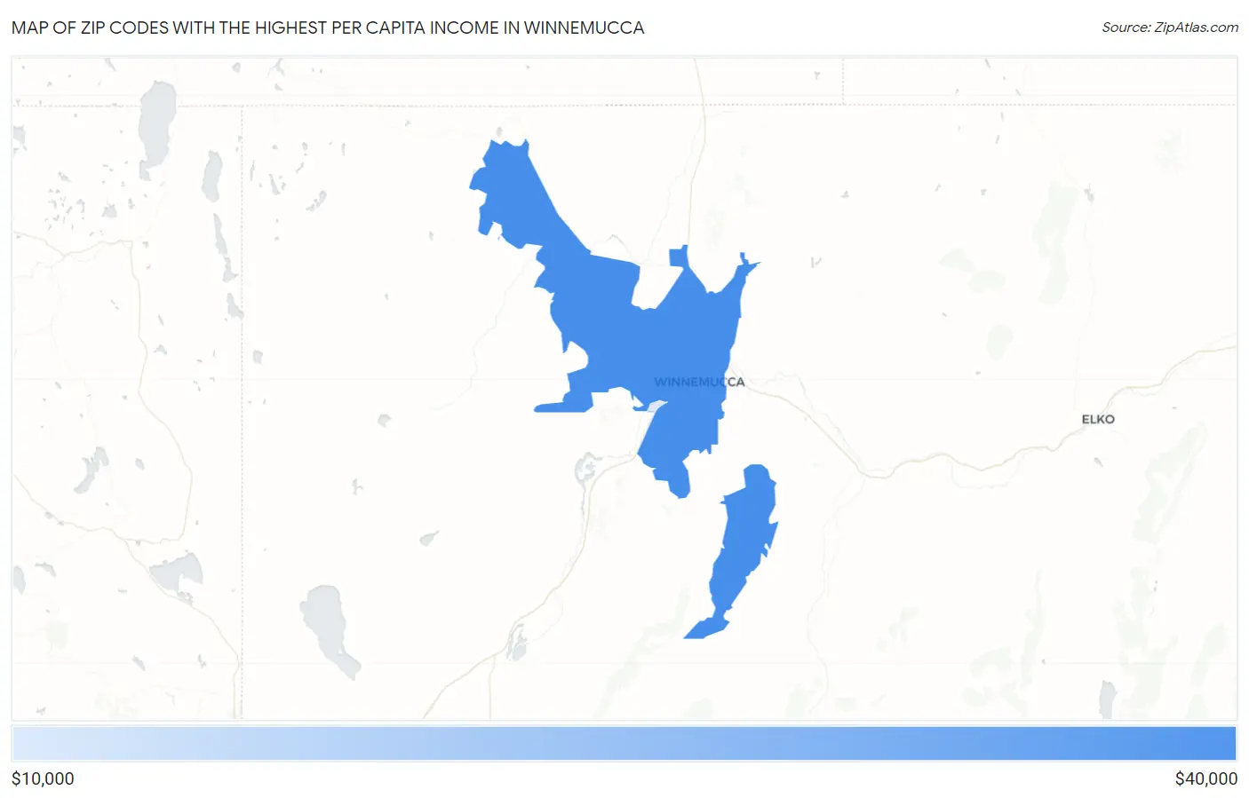 Zip Codes with the Highest Per Capita Income in Winnemucca Map