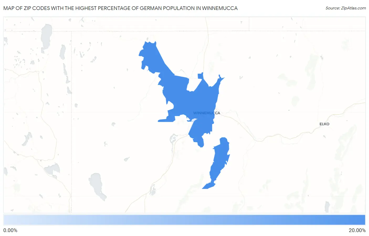 Zip Codes with the Highest Percentage of German Population in Winnemucca Map