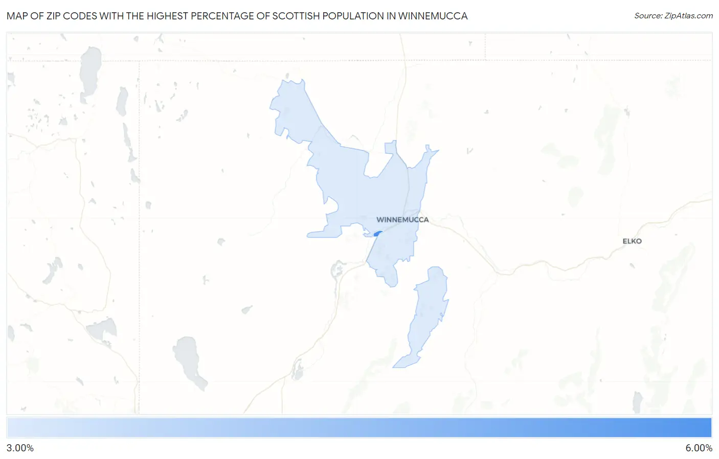 Zip Codes with the Highest Percentage of Scottish Population in Winnemucca Map