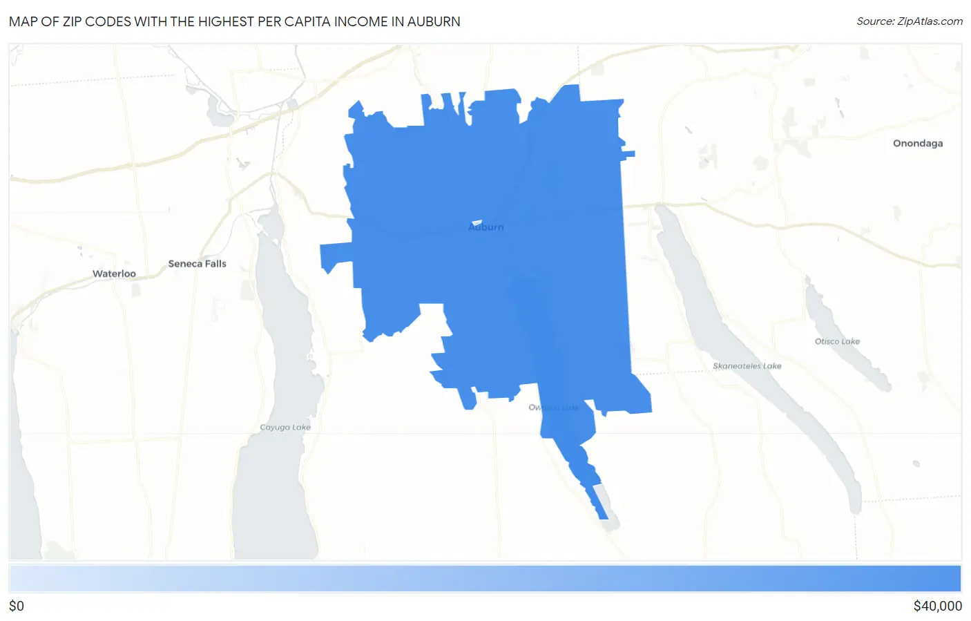 Zip Codes with the Highest Per Capita Income in Auburn Map
