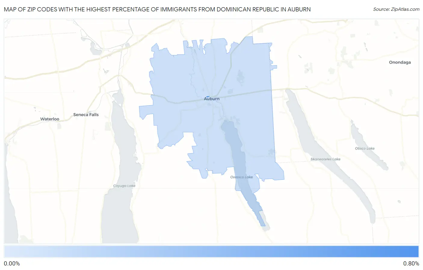 Zip Codes with the Highest Percentage of Immigrants from Dominican Republic in Auburn Map