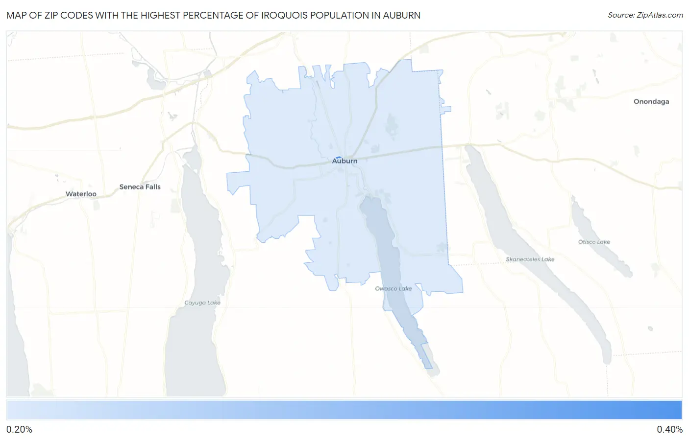 Zip Codes with the Highest Percentage of Iroquois Population in Auburn Map
