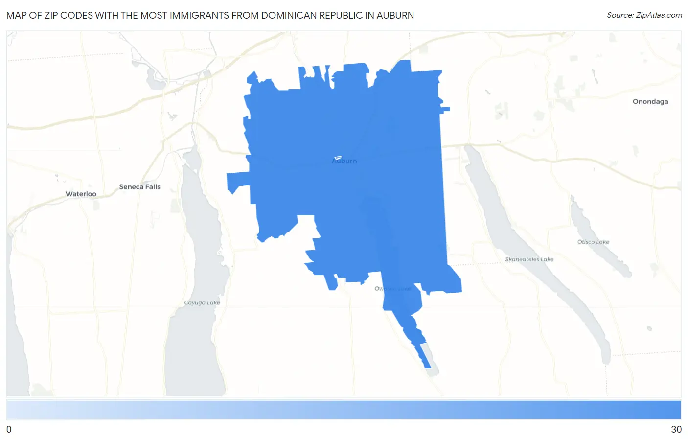 Zip Codes with the Most Immigrants from Dominican Republic in Auburn Map