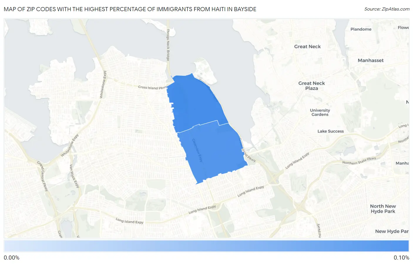 Zip Codes with the Highest Percentage of Immigrants from Haiti in Bayside Map