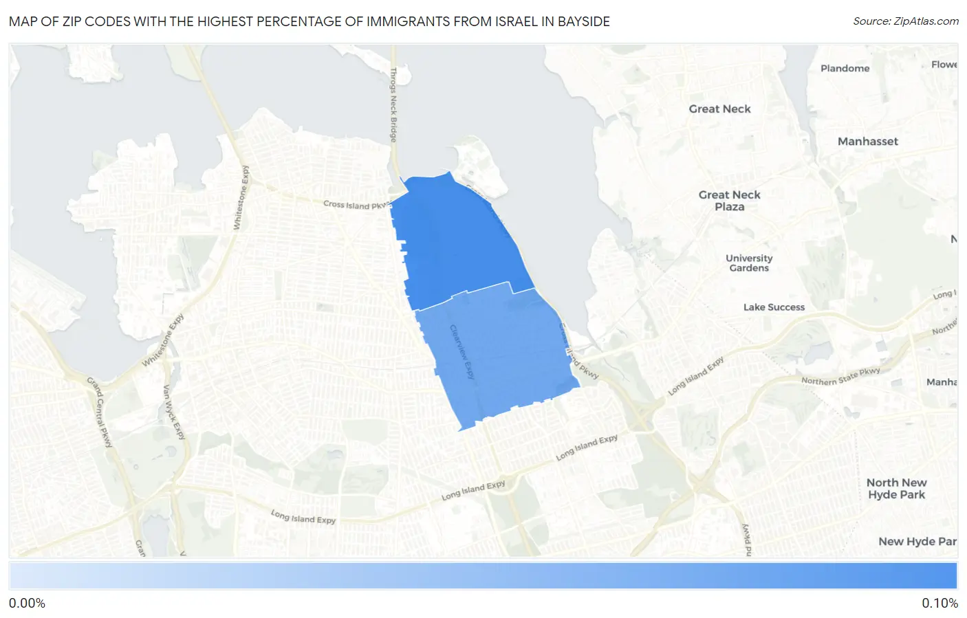 Zip Codes with the Highest Percentage of Immigrants from Israel in Bayside Map