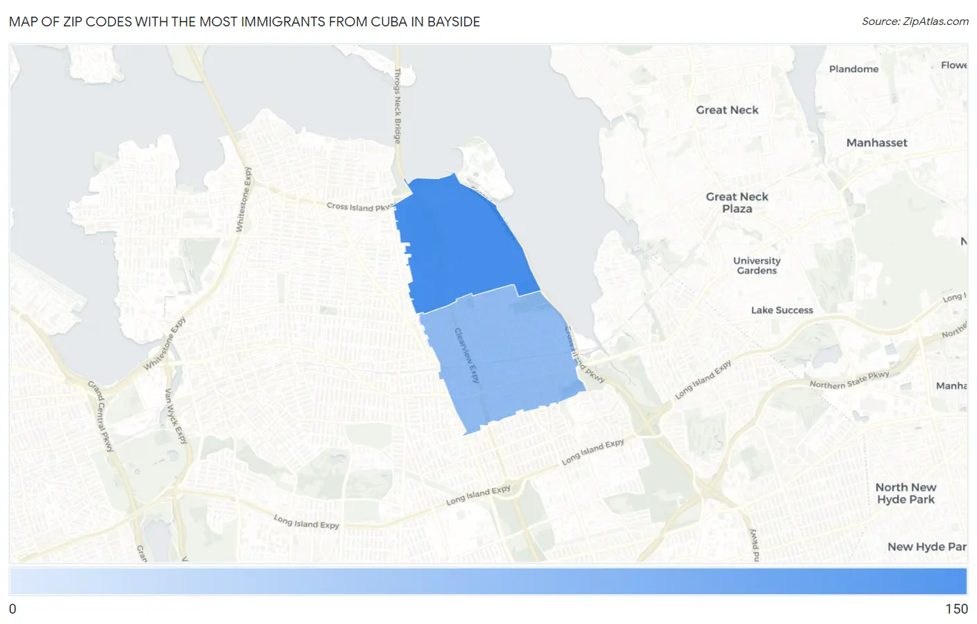 Zip Codes with the Most Immigrants from Cuba in Bayside Map