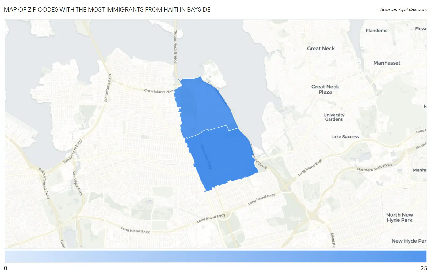 Zip Codes with the Most Immigrants from Haiti in Bayside Map