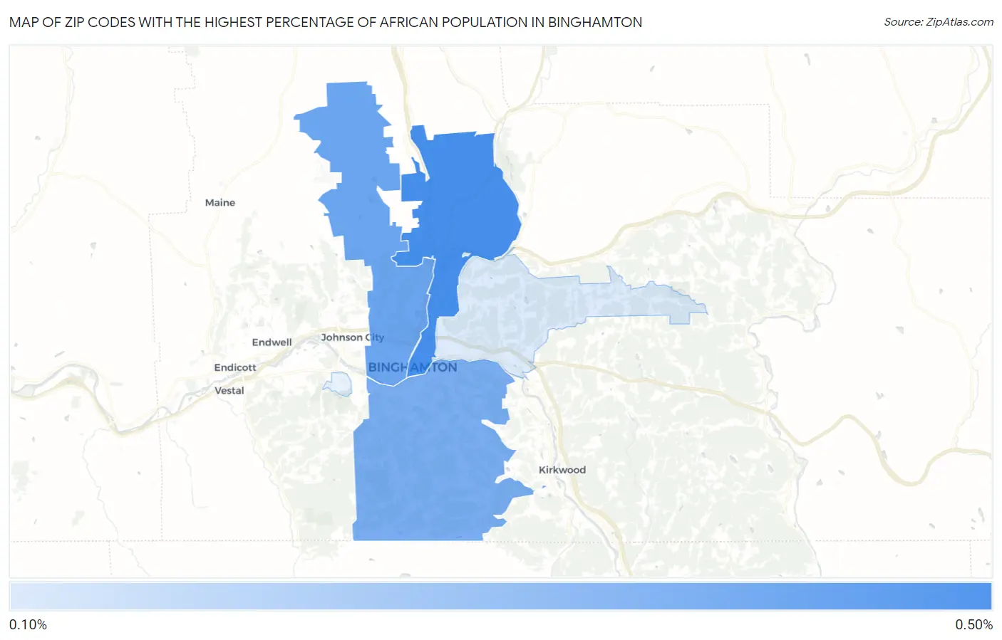 Zip Codes with the Highest Percentage of African Population in Binghamton Map