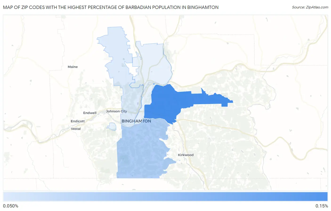 Zip Codes with the Highest Percentage of Barbadian Population in Binghamton Map