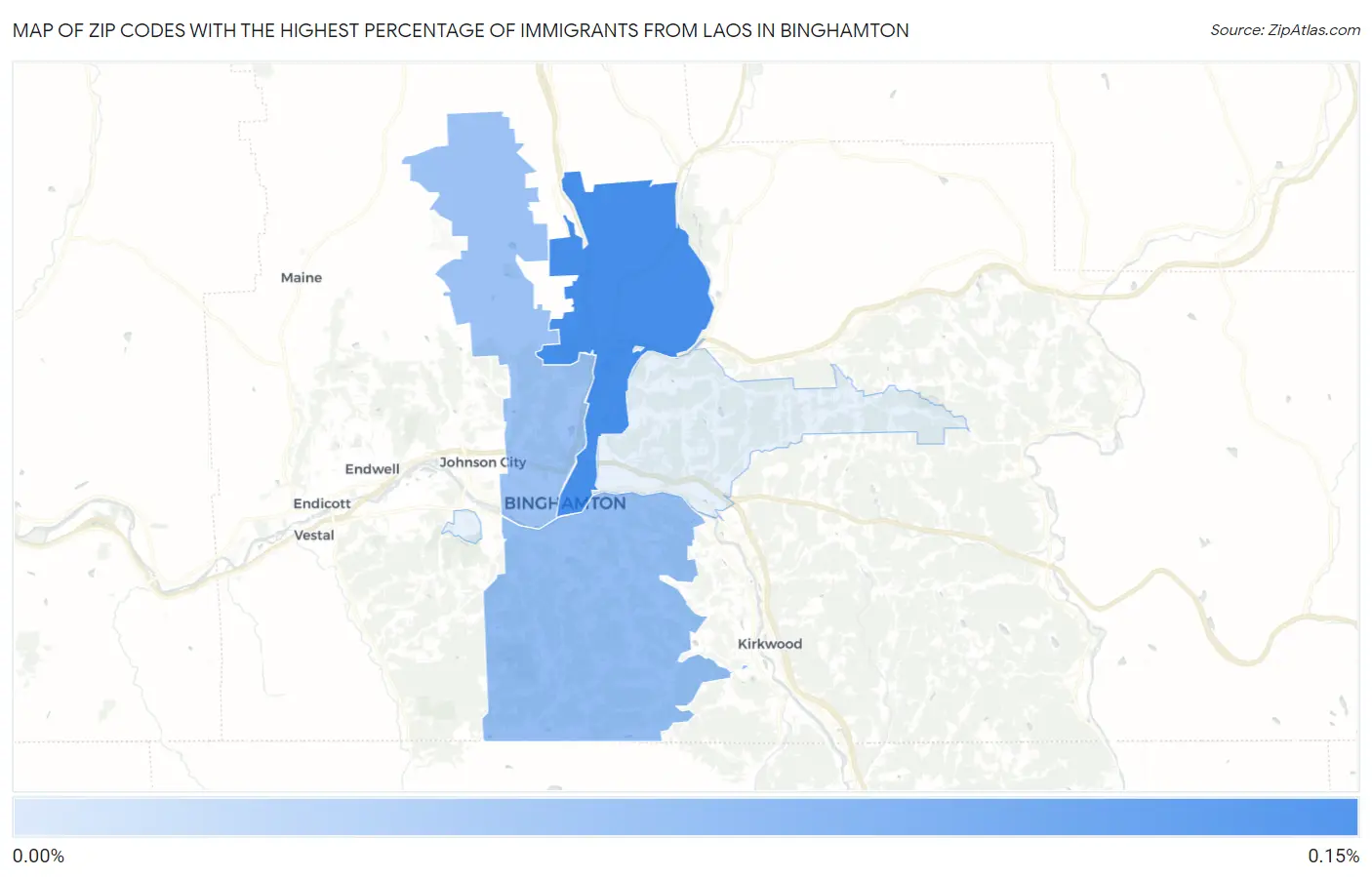 Zip Codes with the Highest Percentage of Immigrants from Laos in Binghamton Map