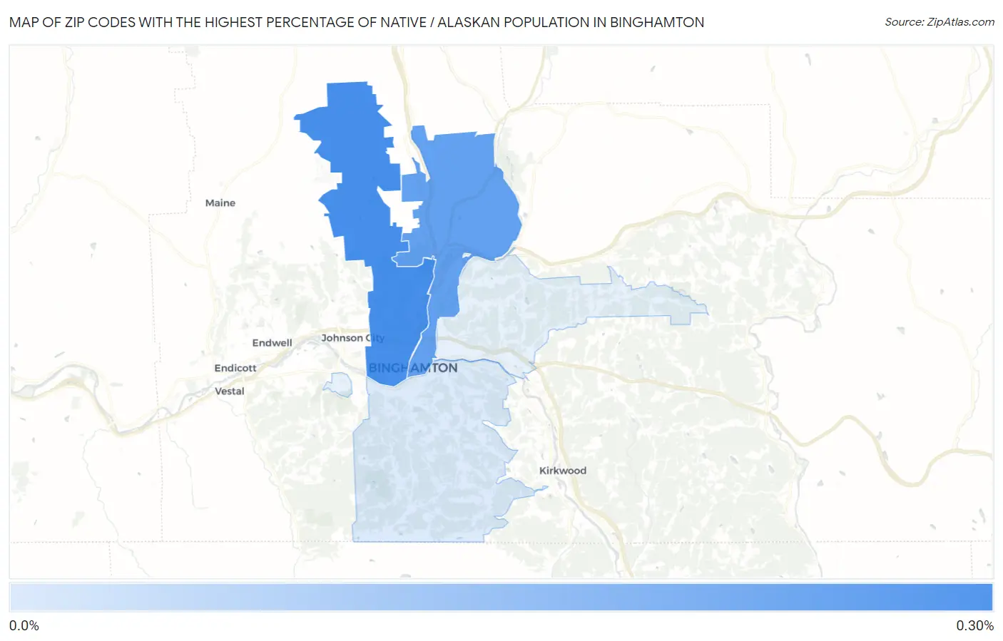 Zip Codes with the Highest Percentage of Native / Alaskan Population in Binghamton Map