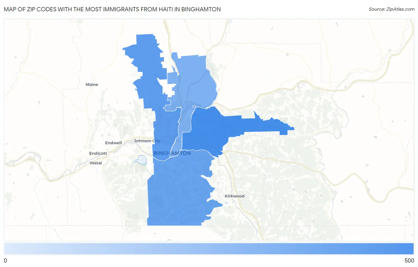 Zip Codes with the Most Immigrants from Haiti in Binghamton Map
