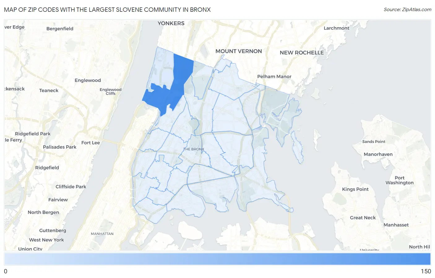 Zip Codes with the Largest Slovene Community in Bronx Map