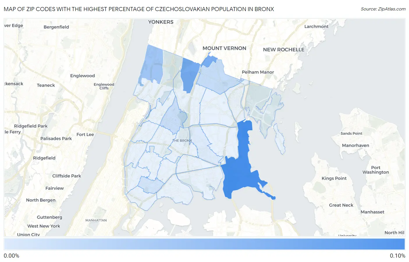 Zip Codes with the Highest Percentage of Czechoslovakian Population in Bronx Map