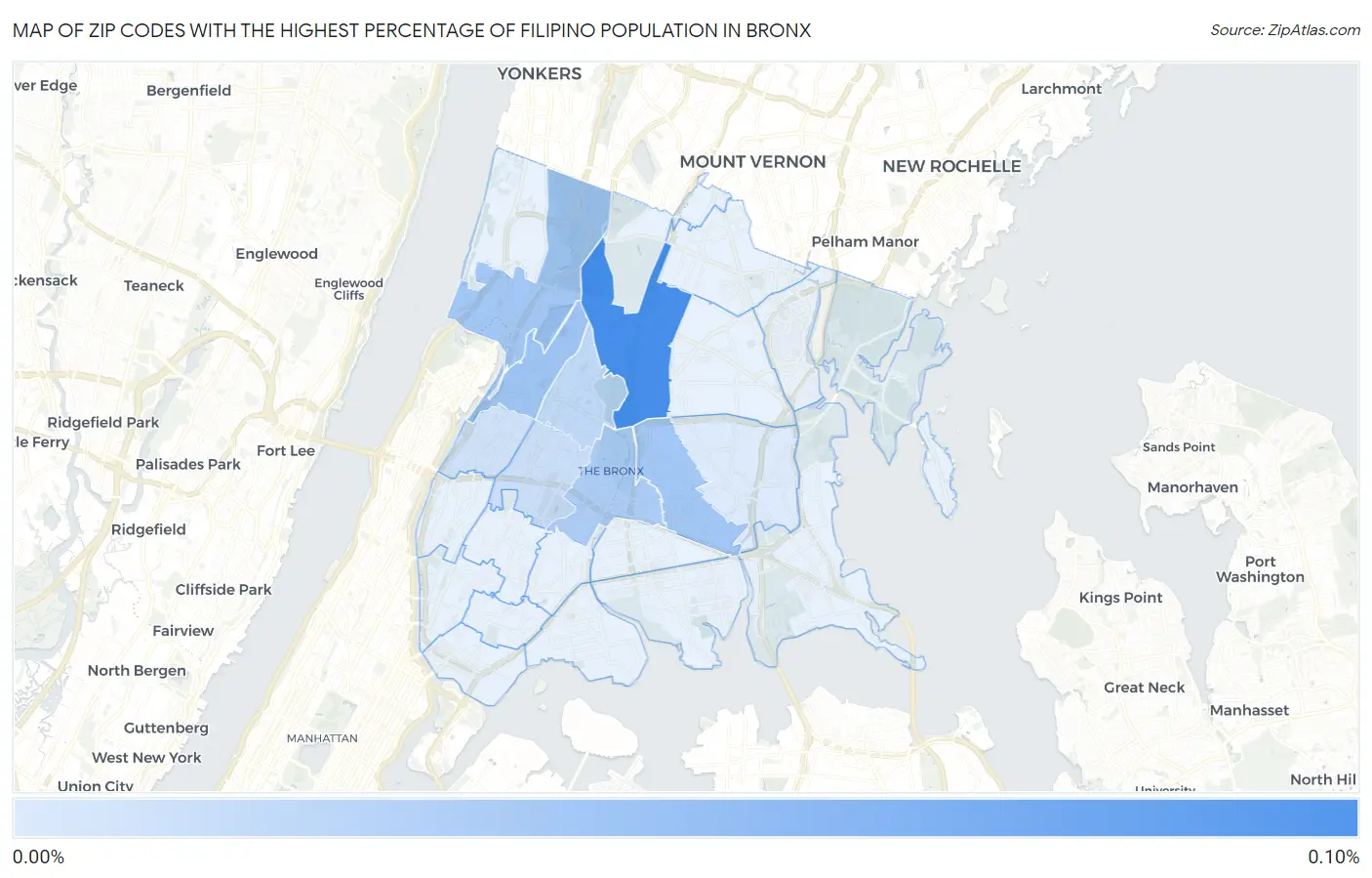 Zip Codes with the Highest Percentage of Filipino Population in Bronx Map