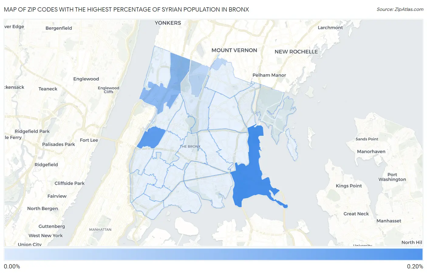 Zip Codes with the Highest Percentage of Syrian Population in Bronx Map