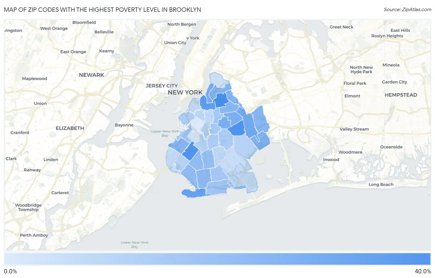 Zip Codes with the Highest Poverty Level in Brooklyn Map