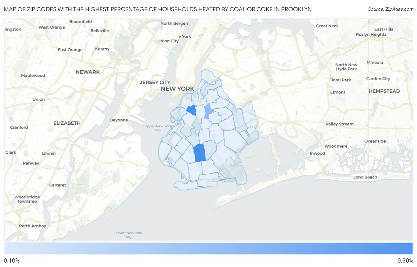 Zip Codes with the Highest Percentage of Households Heated by Coal or Coke in Brooklyn Map