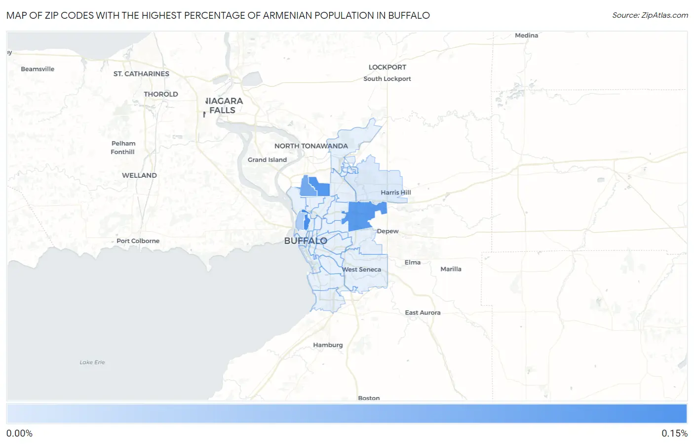 Zip Codes with the Highest Percentage of Armenian Population in Buffalo Map