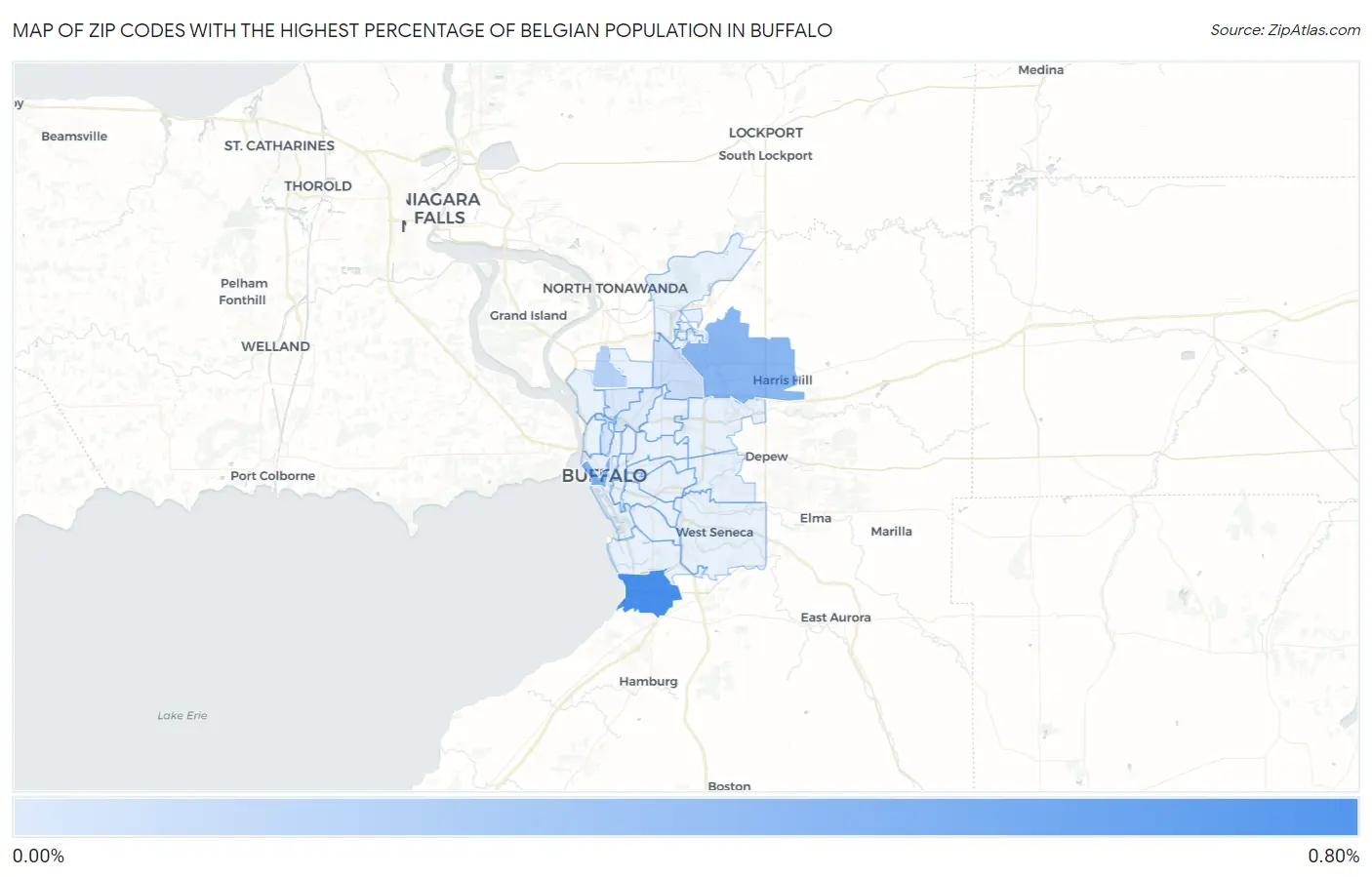 Zip Codes with the Highest Percentage of Belgian Population in Buffalo Map