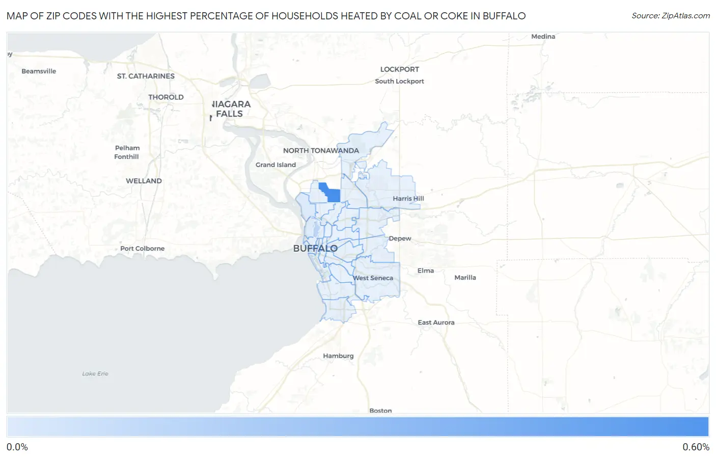 Zip Codes with the Highest Percentage of Households Heated by Coal or Coke in Buffalo Map