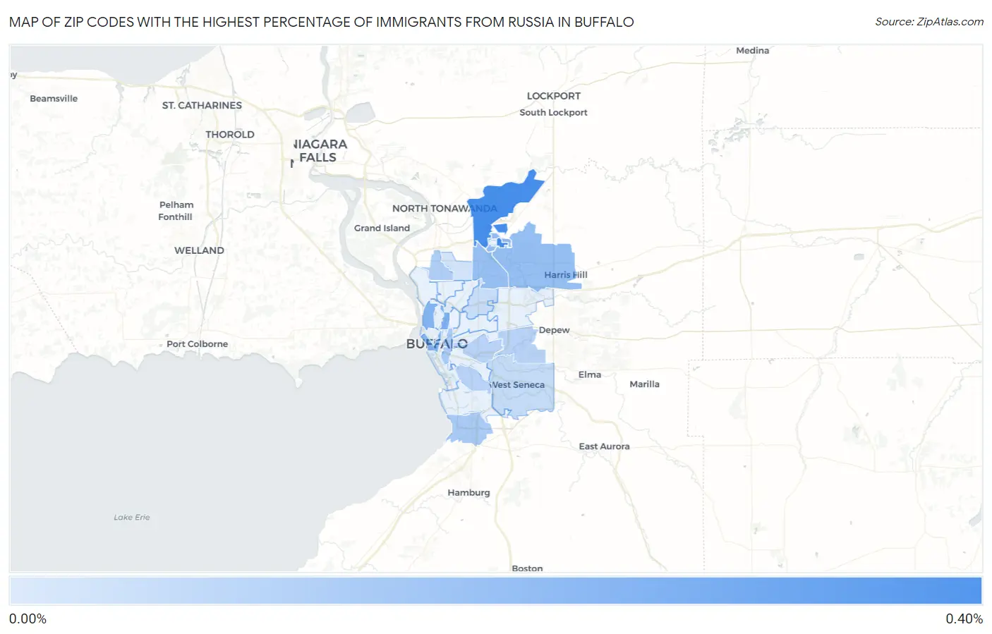 Zip Codes with the Highest Percentage of Immigrants from Russia in Buffalo Map