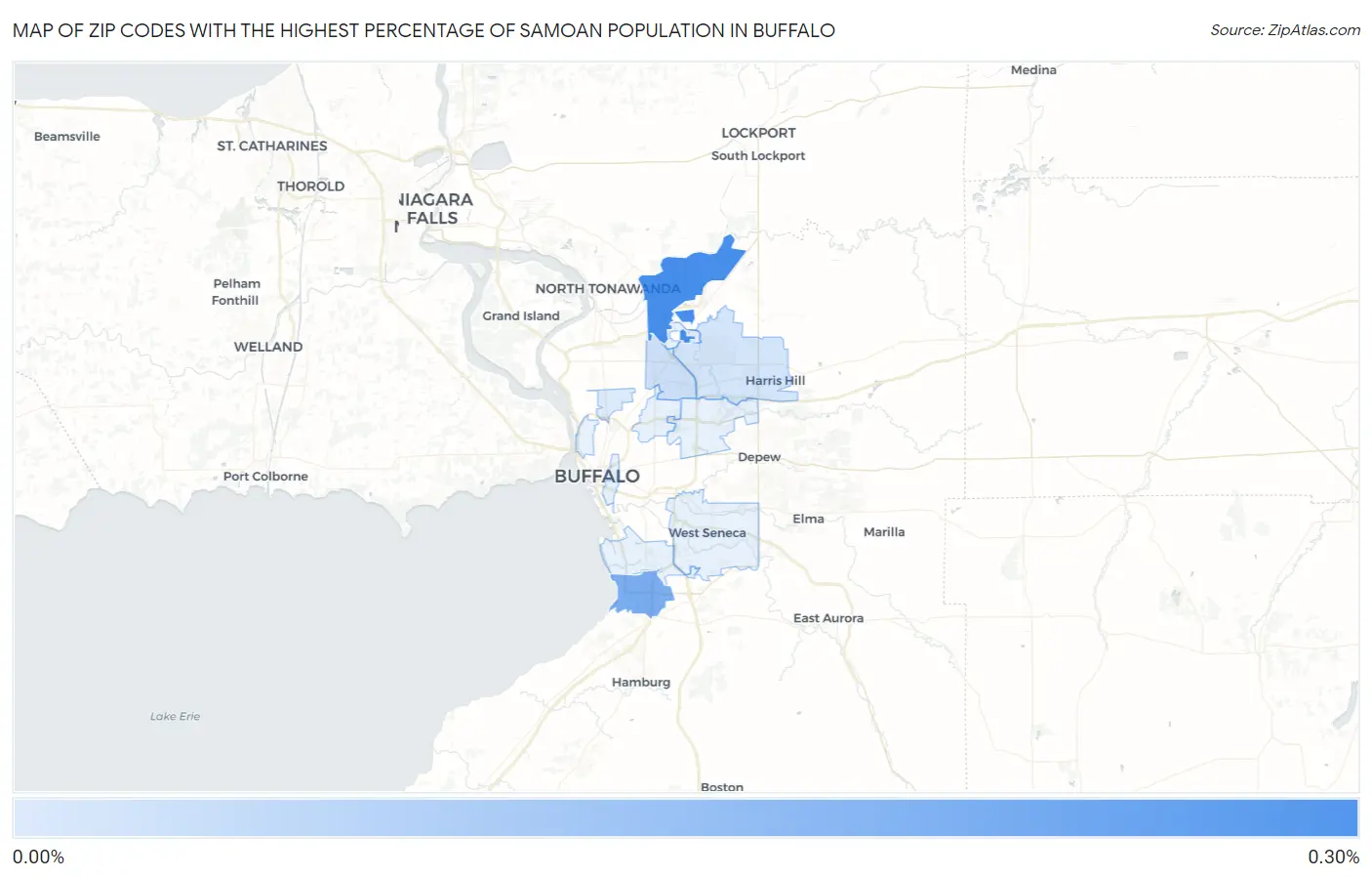 Zip Codes with the Highest Percentage of Samoan Population in Buffalo Map