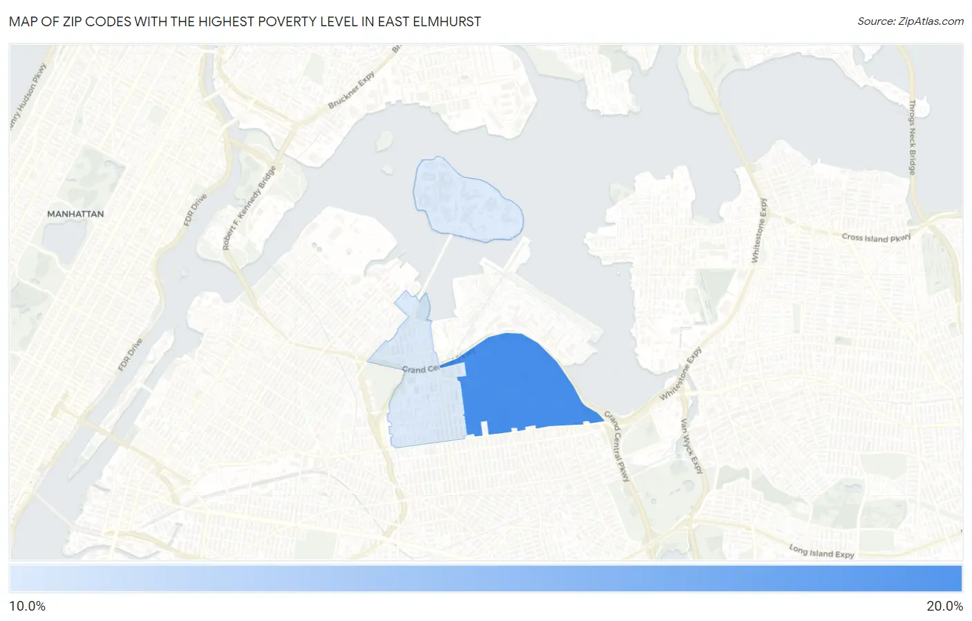 Zip Codes with the Highest Poverty Level in East Elmhurst Map