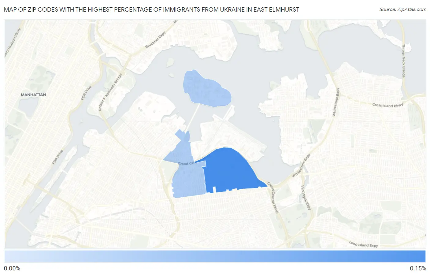 Zip Codes with the Highest Percentage of Immigrants from Ukraine in East Elmhurst Map