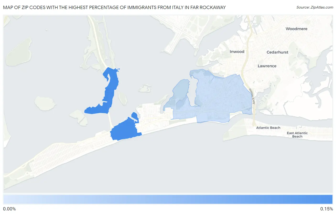 Zip Codes with the Highest Percentage of Immigrants from Italy in Far Rockaway Map