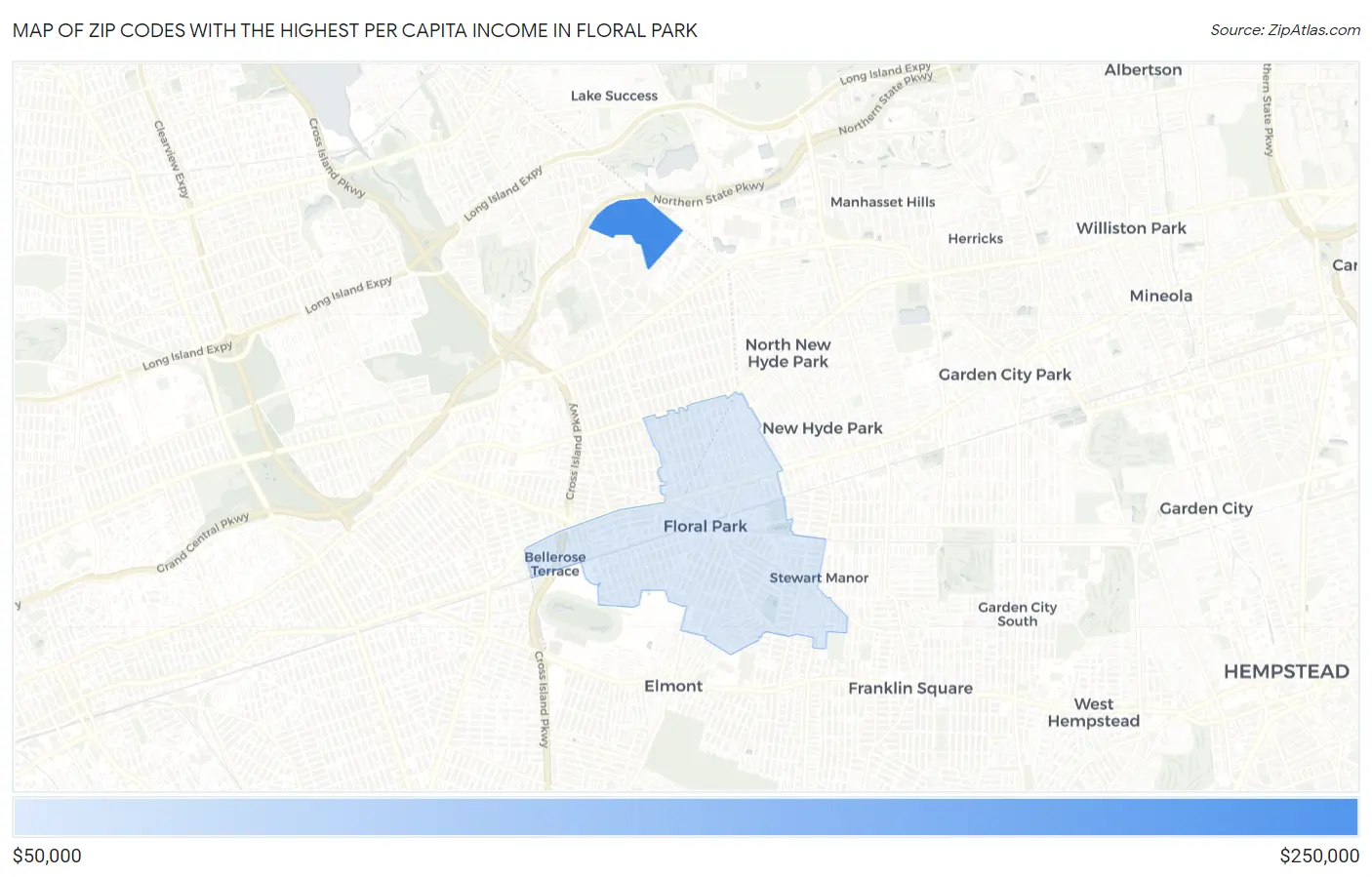 Zip Codes with the Highest Per Capita Income in Floral Park Map