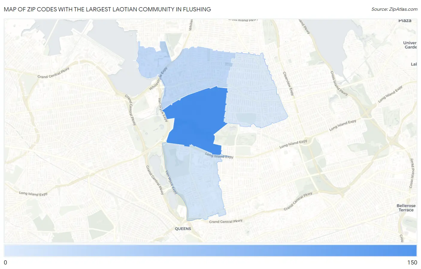 Zip Codes with the Largest Laotian Community in Flushing Map