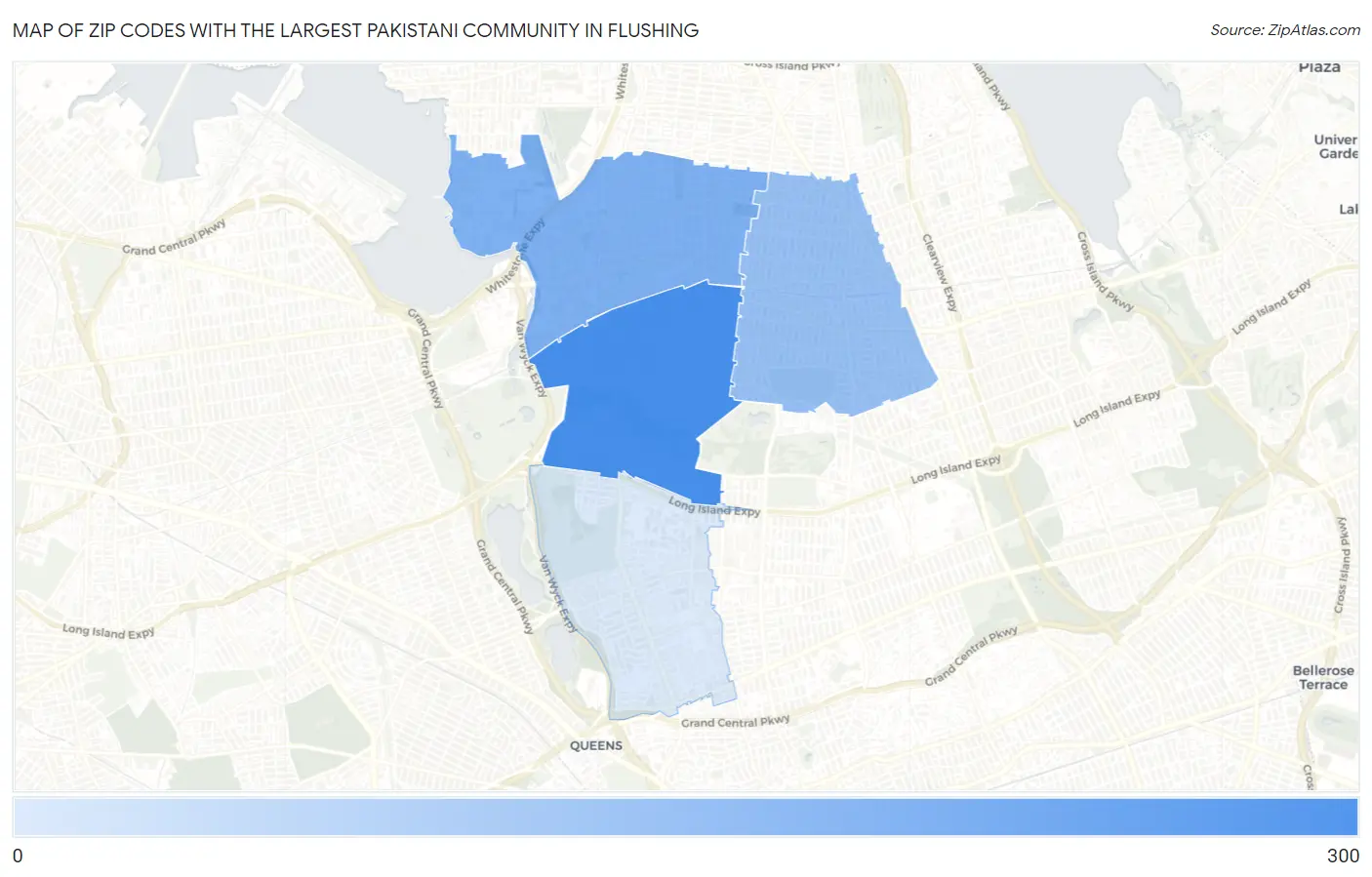 Zip Codes with the Largest Pakistani Community in Flushing Map