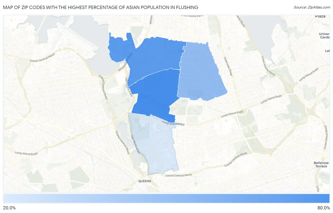Zip Codes with the Highest Percentage of Asian Population in Flushing Map