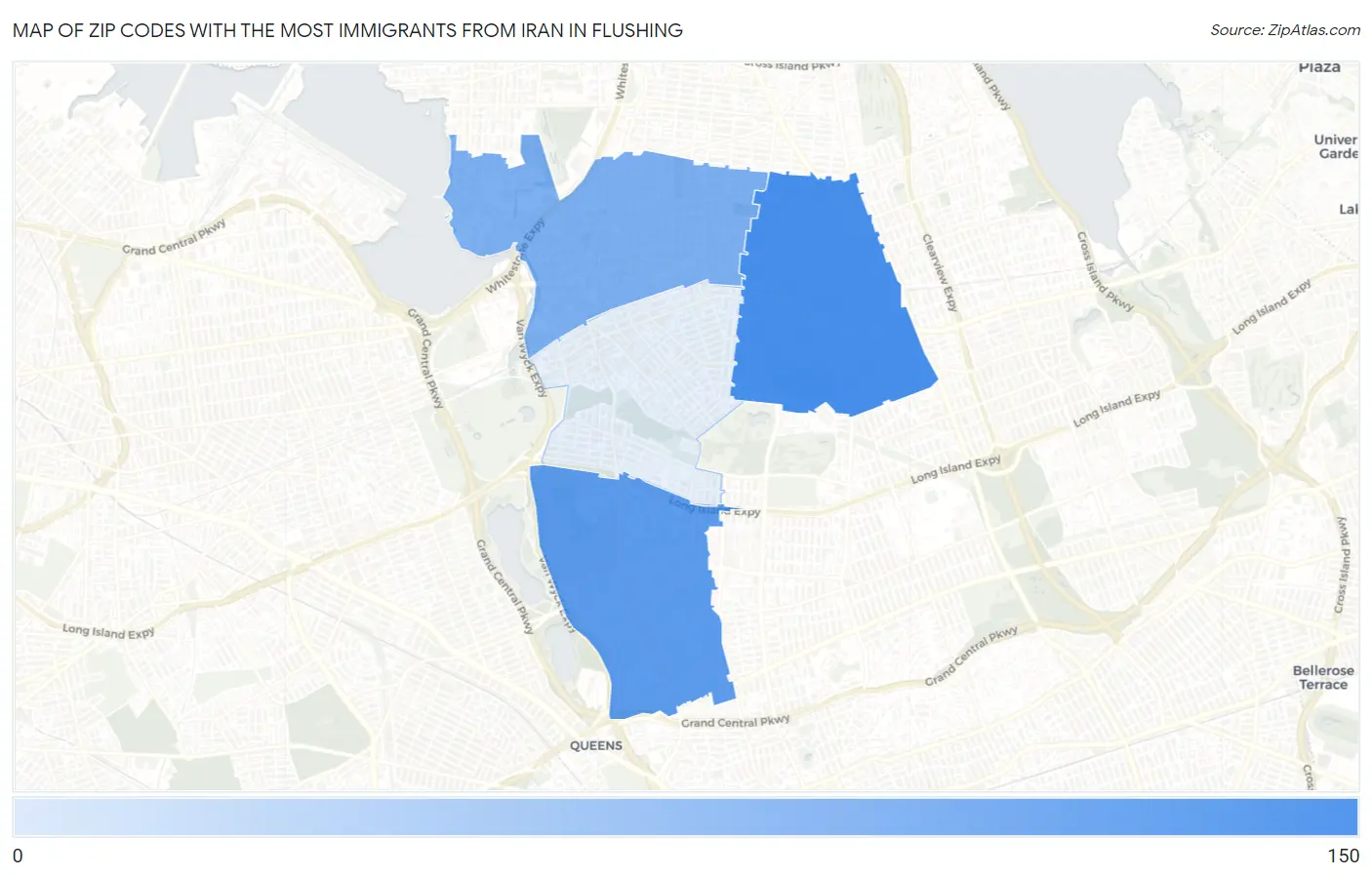 Zip Codes with the Most Immigrants from Iran in Flushing Map