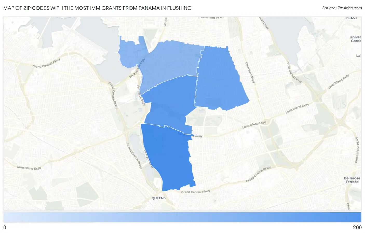 Zip Codes with the Most Immigrants from Panama in Flushing Map