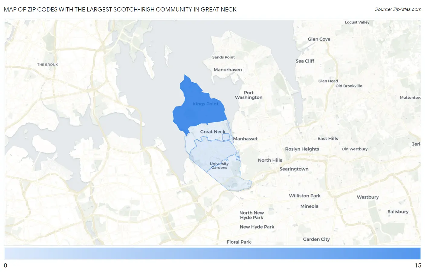 Zip Codes with the Largest Scotch-Irish Community in Great Neck Map