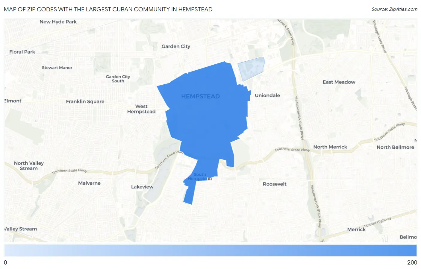 Zip Codes with the Largest Cuban Community in Hempstead Map