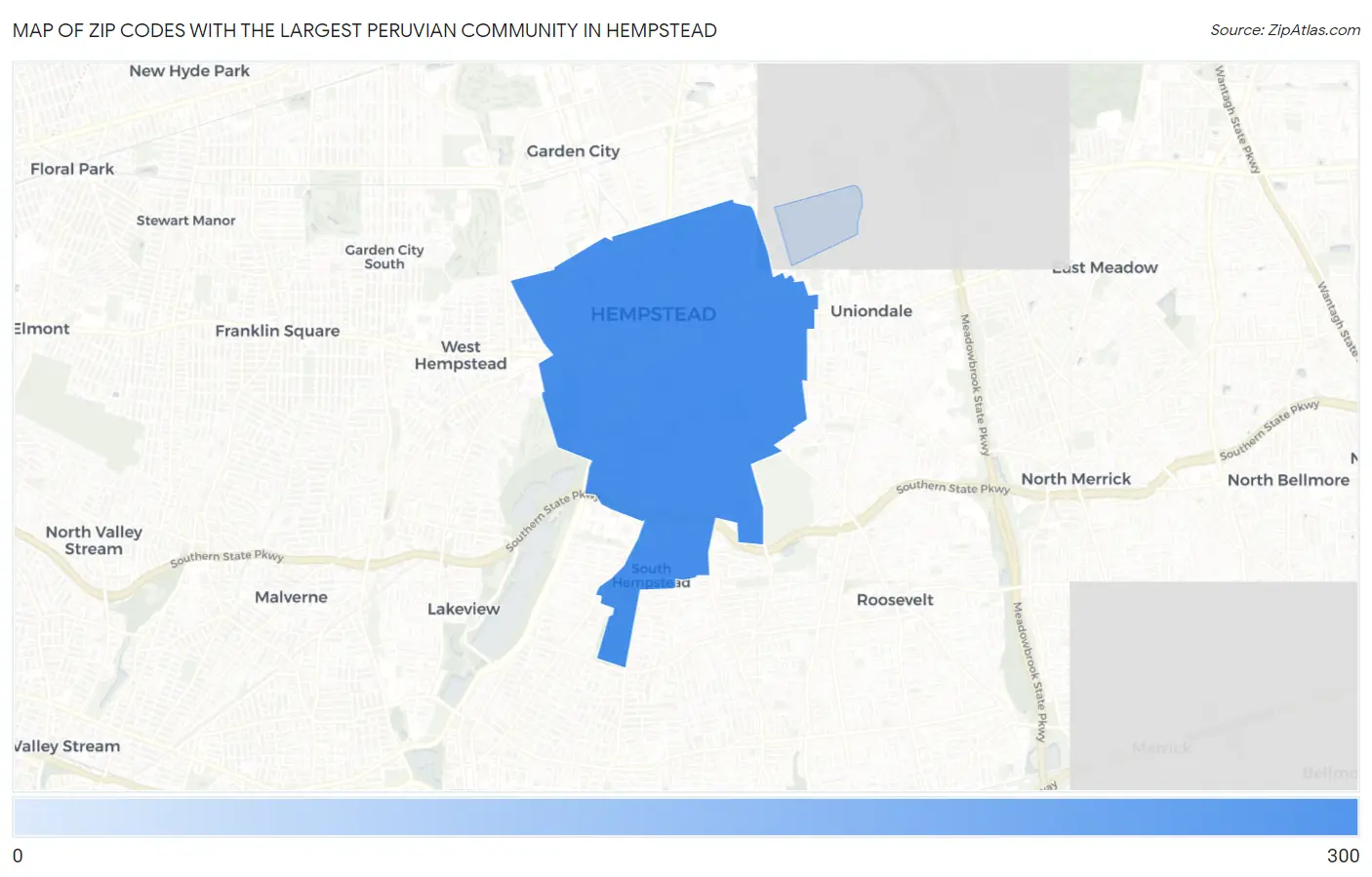 Zip Codes with the Largest Peruvian Community in Hempstead Map