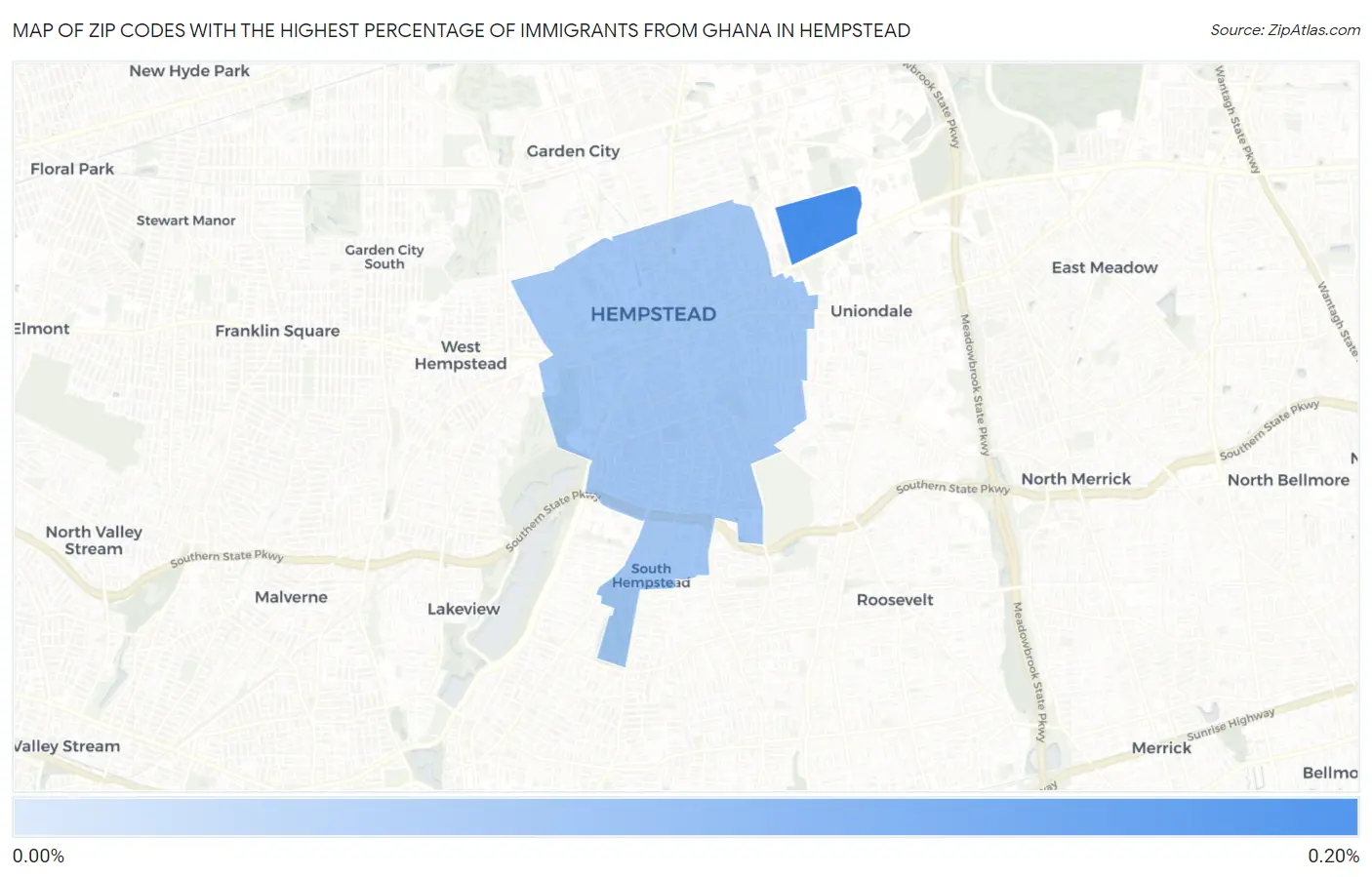 Zip Codes with the Highest Percentage of Immigrants from Ghana in Hempstead Map