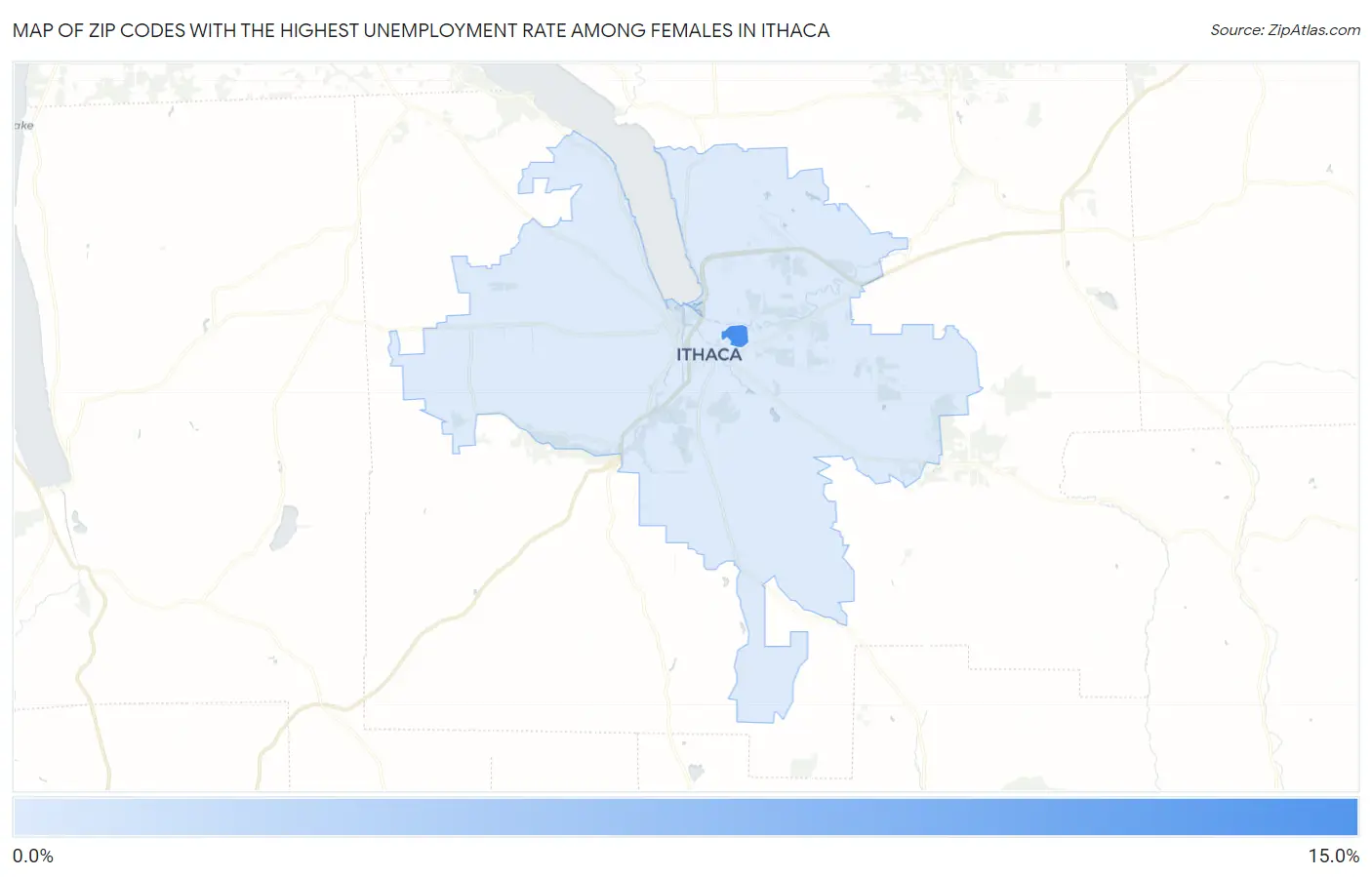Zip Codes with the Highest Unemployment Rate Among Females in Ithaca Map