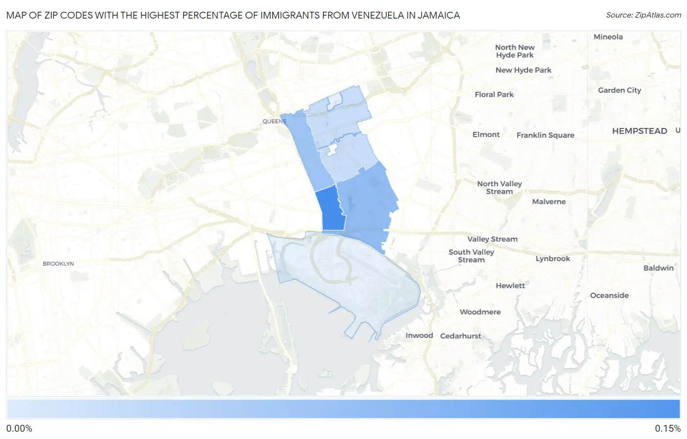 Zip Codes with the Highest Percentage of Immigrants from Venezuela in Jamaica Map