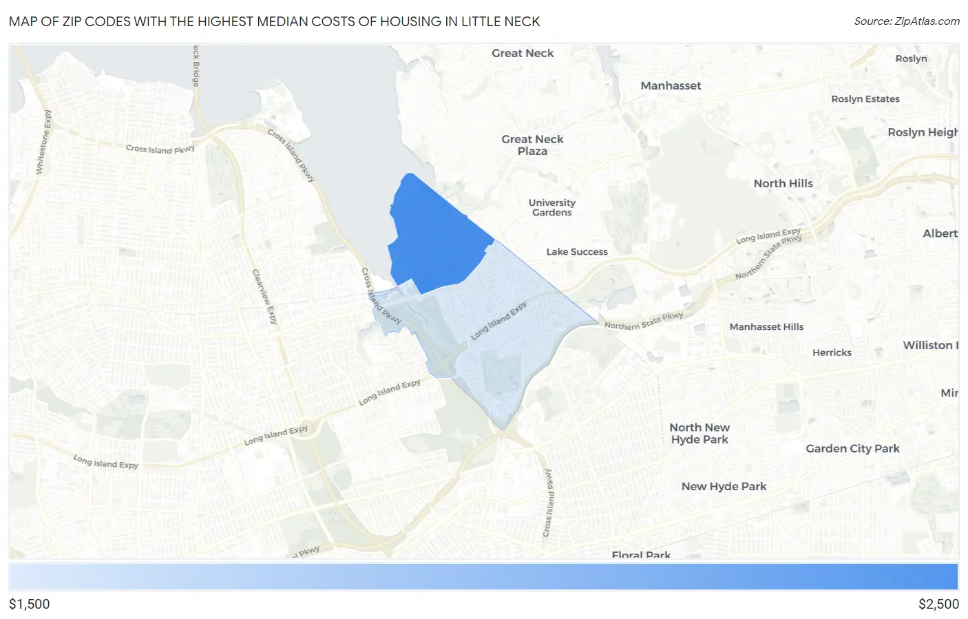 Zip Codes with the Highest Median Costs of Housing in Little Neck Map