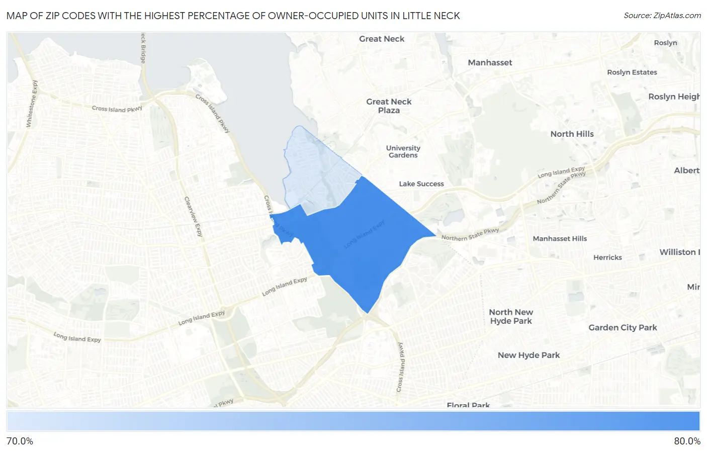 Zip Codes with the Highest Percentage of Owner-Occupied Units in Little Neck Map