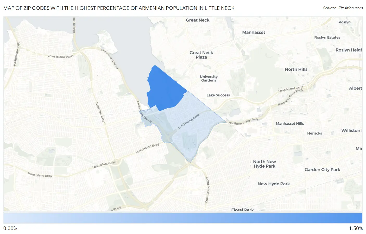 Zip Codes with the Highest Percentage of Armenian Population in Little Neck Map