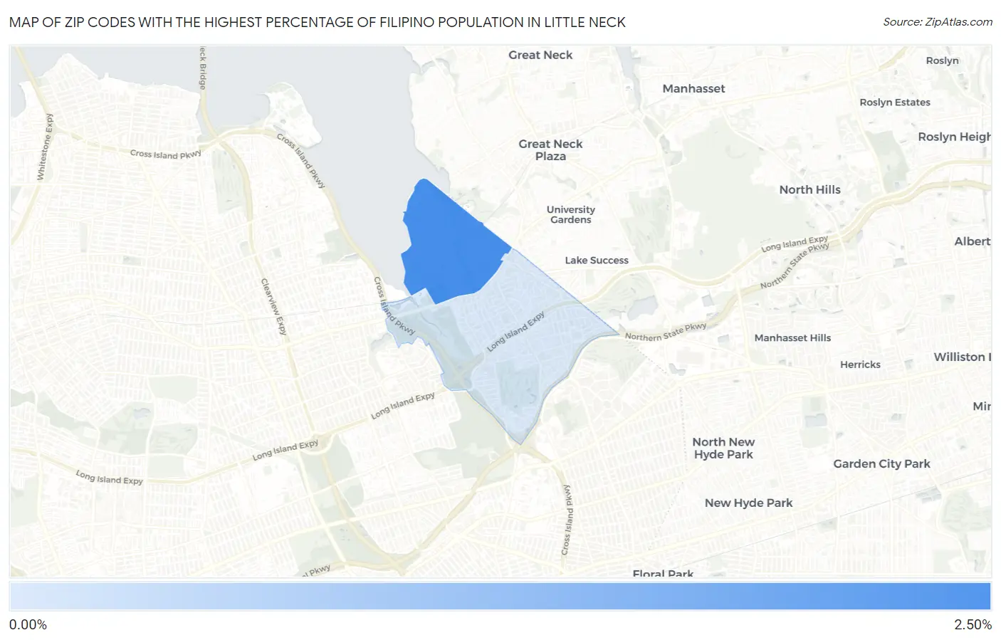 Zip Codes with the Highest Percentage of Filipino Population in Little Neck Map