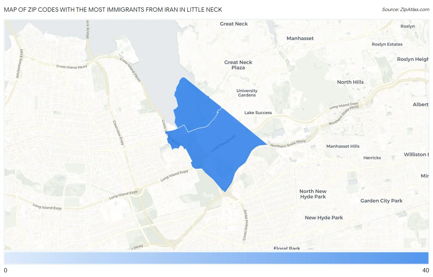 Zip Codes with the Most Immigrants from Iran in Little Neck Map