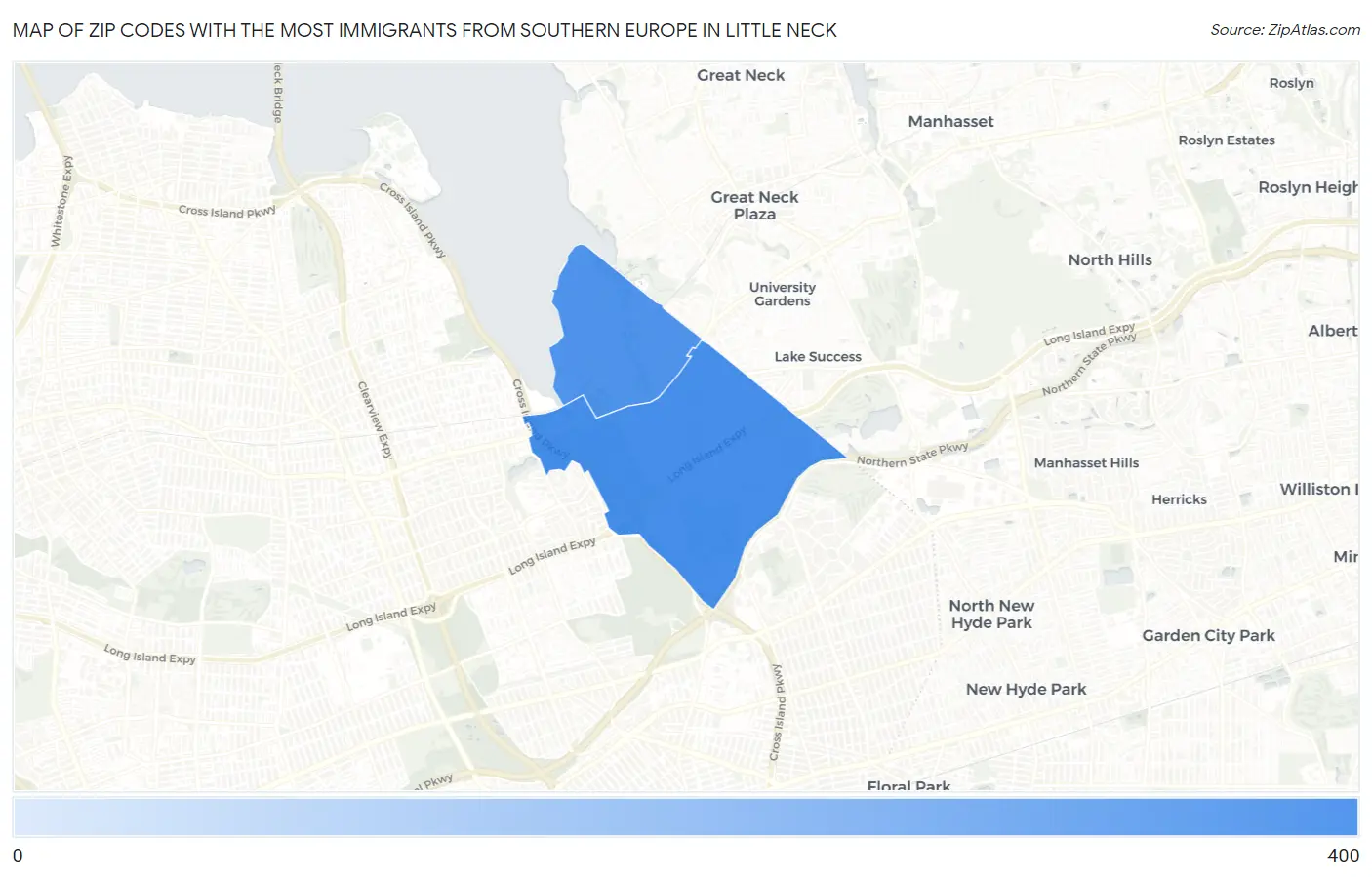 Zip Codes with the Most Immigrants from Southern Europe in Little Neck Map