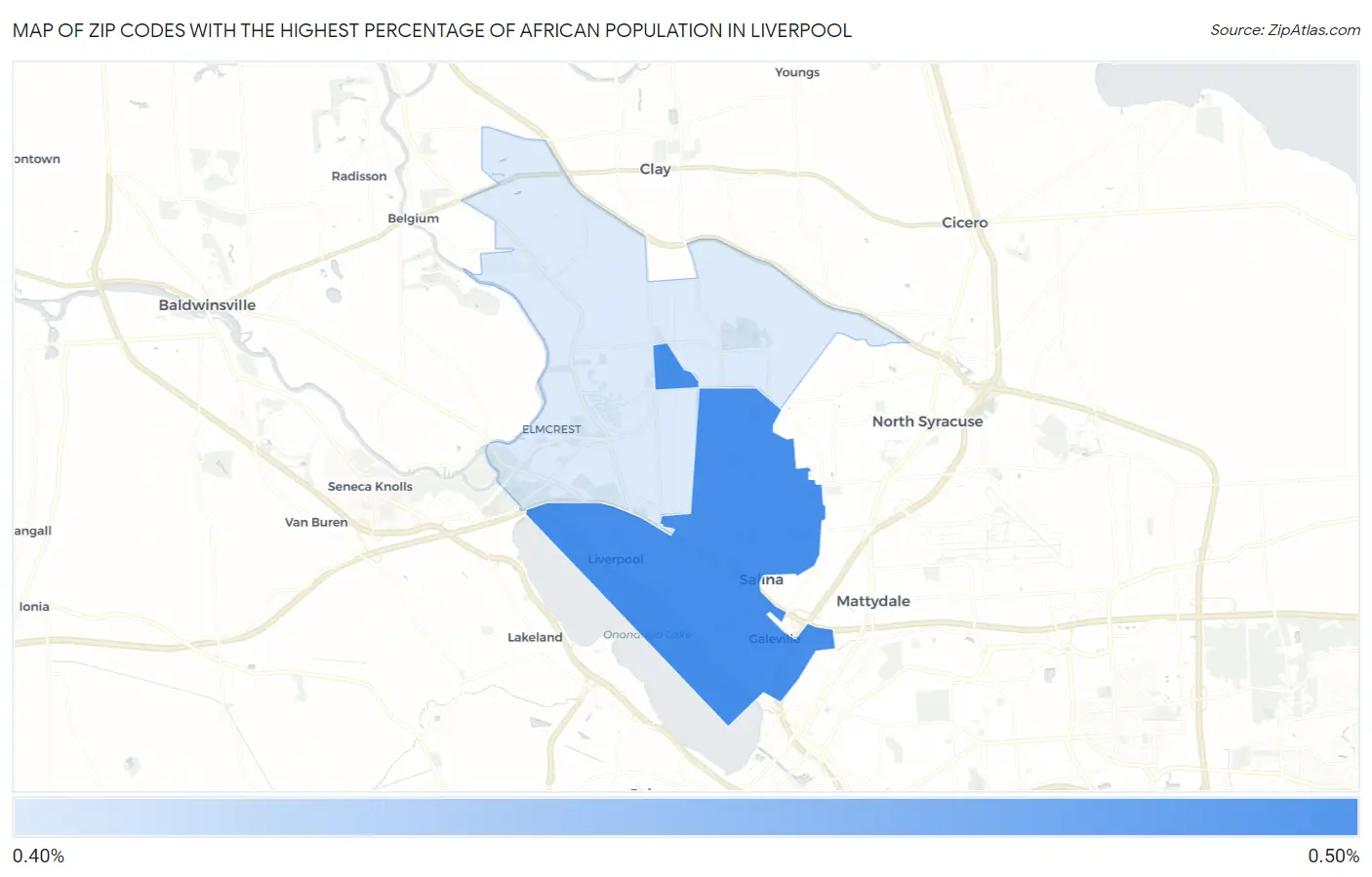 Zip Codes with the Highest Percentage of African Population in Liverpool Map