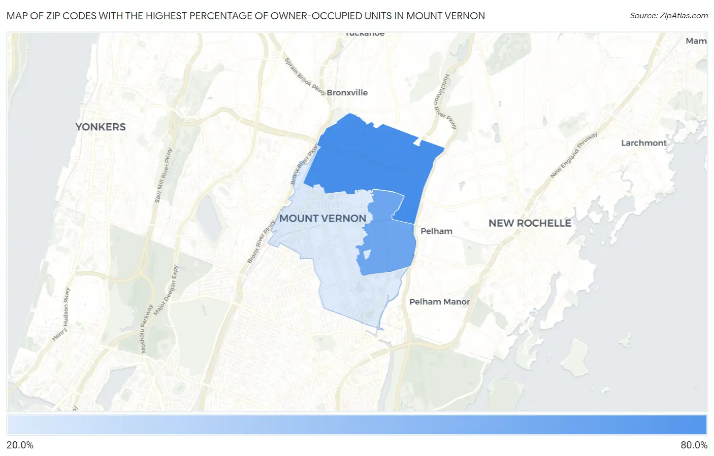 Zip Codes with the Highest Percentage of Owner-Occupied Units in Mount Vernon Map